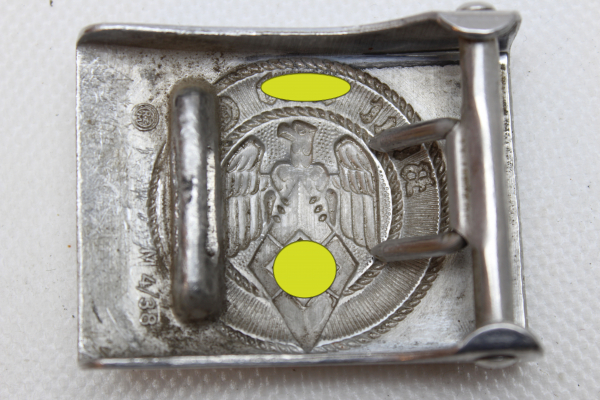 WW2 HJ buckle. Stamped aluminum RZM and manufacturer M4/38 (Richard Sieper & Söhne,