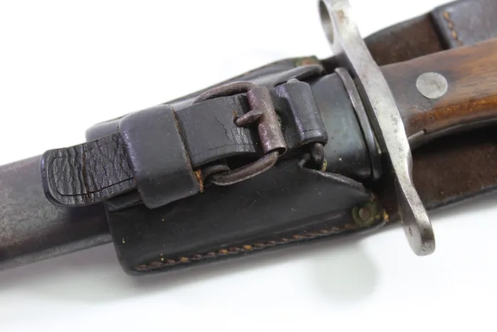 Swiss Pioneer M1914 bayonet with attractive leather belt loop in good condition
