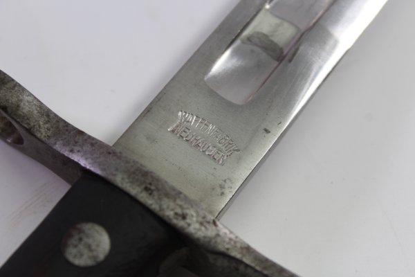 Schweizer Pionier Bajonett M1914 mit schönem Lederkoppelschuh im guten Zustand