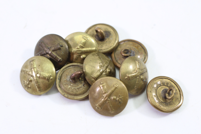 Metal buttons from a uniform tailor for artillery uniforms, price per button