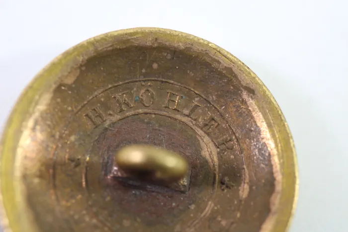 4x Uniform buttons with crowned ruler monogram, from an old uniform tailor's stock