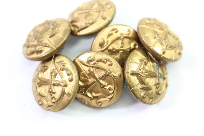 7 Metall Knöpfe Marine Ausgehuniform, Bestand aus einer alten Uniformschneiderei