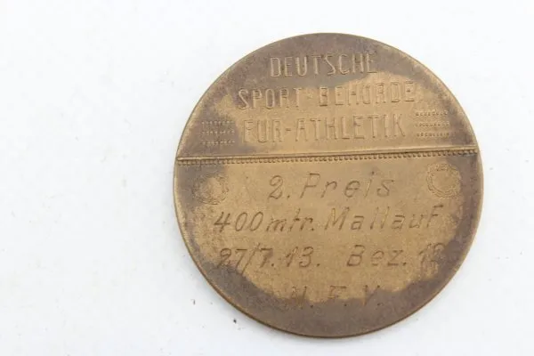 Deutschland Medaille 1913 Deutsche Sportbehörde Für Athletik 2. Preis für 400 Meter Lauf im seltenen Etui