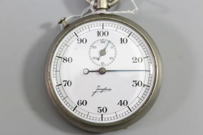 Pre-war watch, pocket watch war model Junghans stopwatch 1 - 2 WK Navy - Artillery - U-boat, 2 split hands - rattrapante!