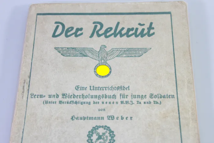 "The Recruit" A training manual for young soldiers, dated 1935/36, 191 pages.  Dust jacket