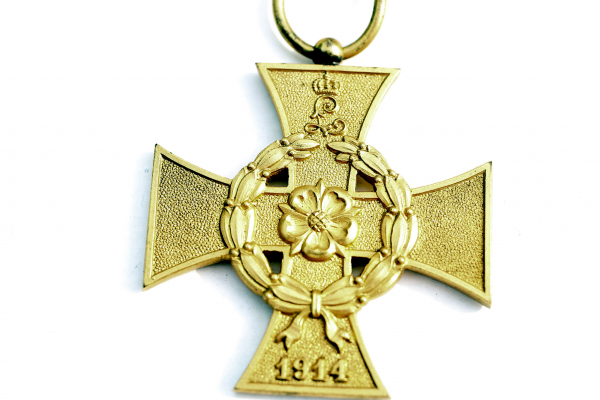 Kriegsverdienstkreuz Lippe-Detmold 1914, f. Auszeichnung im Kriege, Bronze/vergoldet, Band fehlt