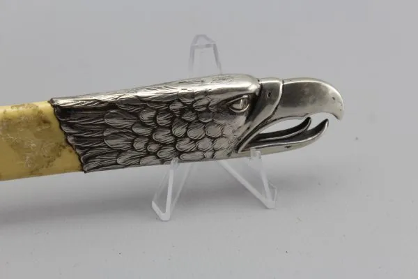 Newspaper turner / letter opener made of bone with silver fittings 800 silver from the estate of an adjudant