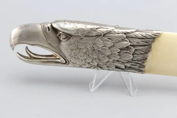 SS Junkerschule Klagenfurt newspaper turner / letter opener made of bone with silver fittings 800 silver Walter Bestmann