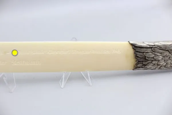 SS Junkerschule Klagenfurt newspaper turner / letter opener made of bone with silver fittings 800 silver Walter Bestmann