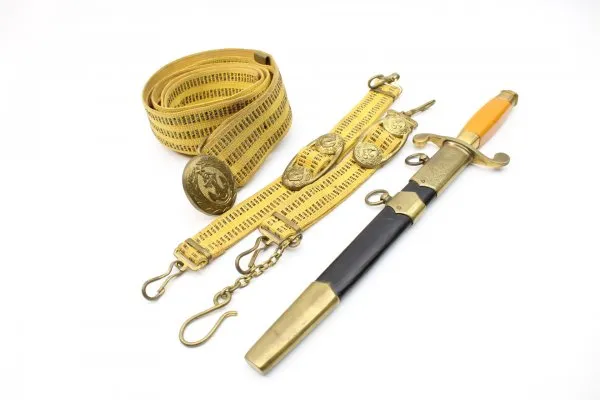 Russia USSR post-war dagger for navy officers, dated 1957, with hanger and armband, officer's dagger