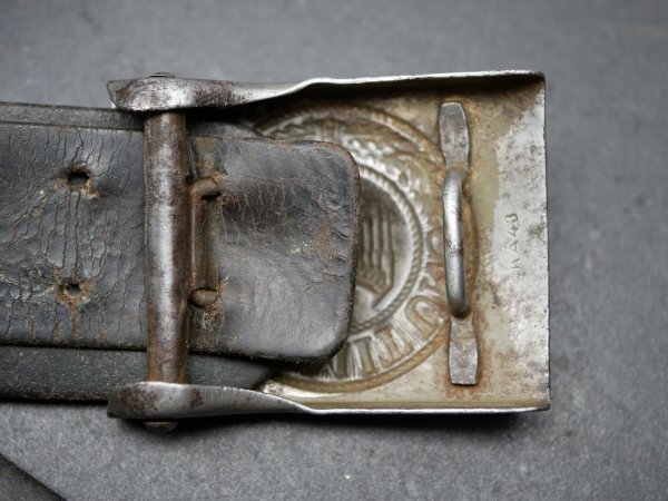 Wehrmacht belt buckle with strap "Gott Mit Uns" - iron with manufacturer in very worn condition ​