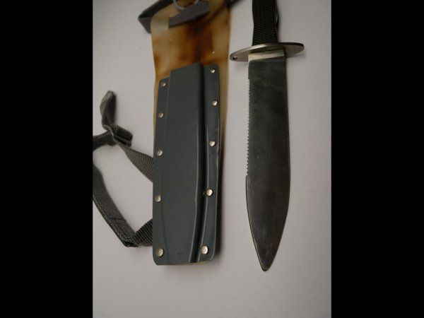 NVA combat diver knife "Poseidon" with saw back and sheath