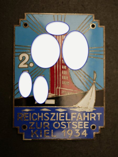 Allgemeine-SS große Plakette - 2. SS-Reichszielfahrt zur Ostsee Kiel 1934 - 96 x 70 mm