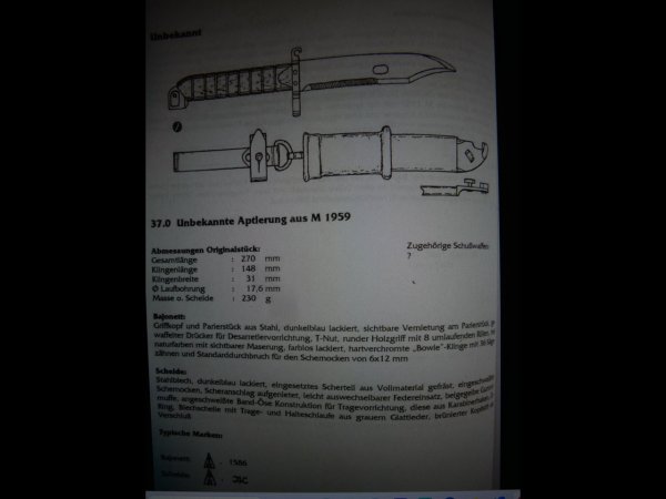 Prototyp Versuchs-Bajonett Aptierung M 1959 - sehr Selten