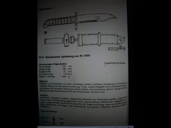 Prototyp Versuchs-Bajonett Aptierung M 1959 - sehr Selten