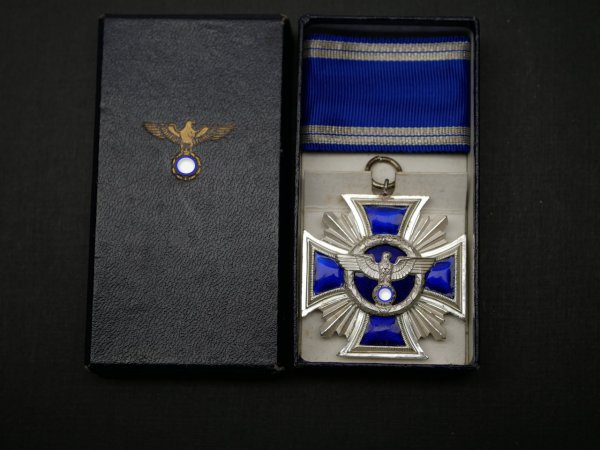 NSDAP Service Award 2nd Class in Silver on Ribbon in Blue Award Box