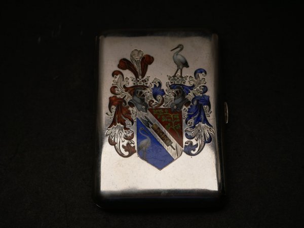 Geschenk Zigaretten-Etui - Admiral Eugen Ritter von Chmelarz + Frau - Weihnachten 1901 im Etui