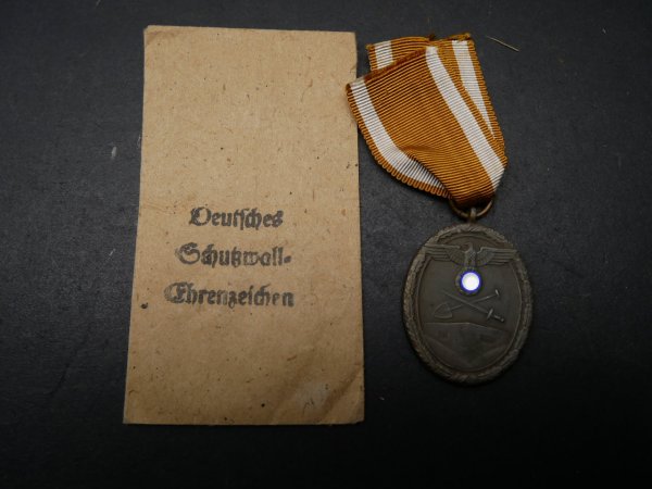 German Protection Wall Medal on ribbon with bag + certificate + cover letter