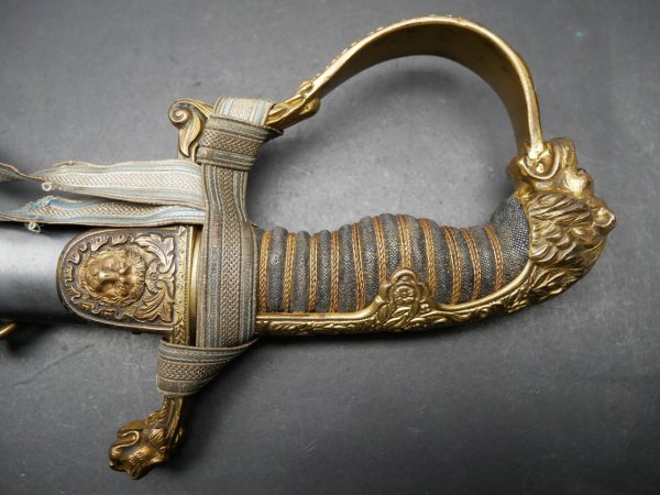 Bavaria - Heavy lion head sabre of a noble cavalry officer around 1870