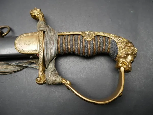 Bavaria - Heavy lion head sabre of a noble cavalry officer around 1870