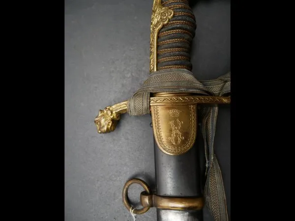 Bavaria - Heavy lion head sabre of a noble cavalry officer around 1870