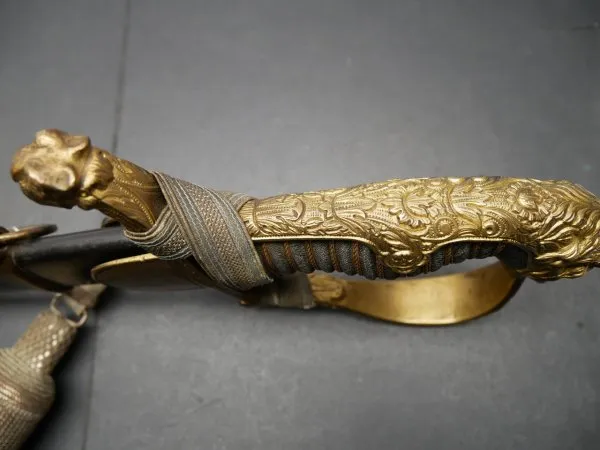 Bavaria - Heavy lion head sabre of a noble cavalry officer around 1870