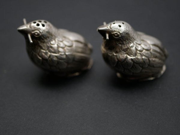 Paar figürliche Salz- und Pfefferstreuer - Vögel - 925er Silber vom Hersteller Schleißner Hanau