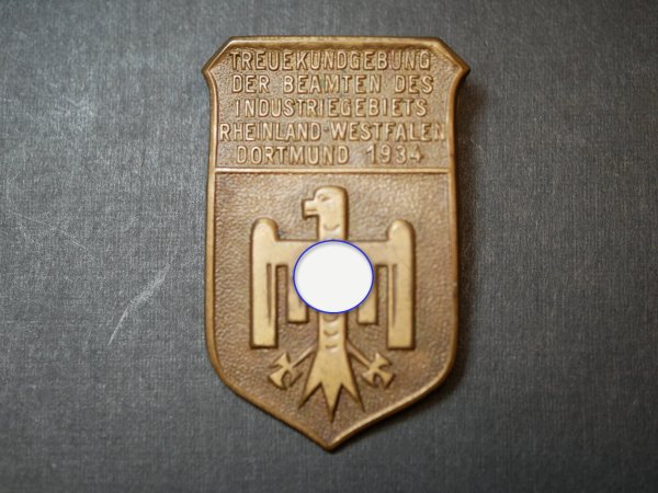 Abzeichen - Treuekundgebung der Beamten des Industriegebiets Rheinland-Westfalen Dortmund 1934