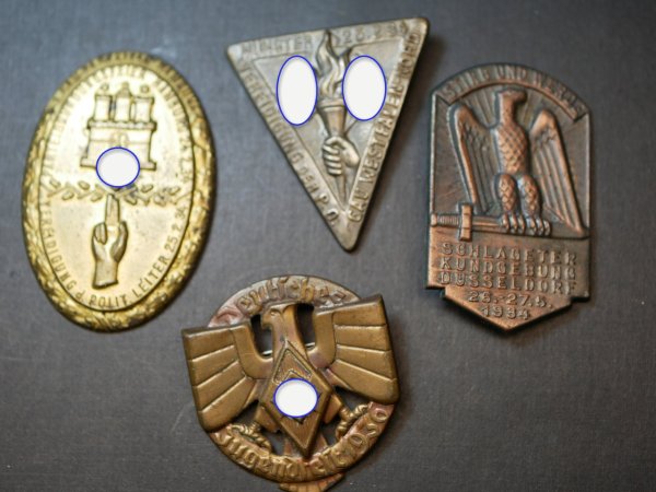 4 Abzeichen - HJ - Hamburg Politische Leiter - Münster Vereidigung - Schlageter Düsseldorf