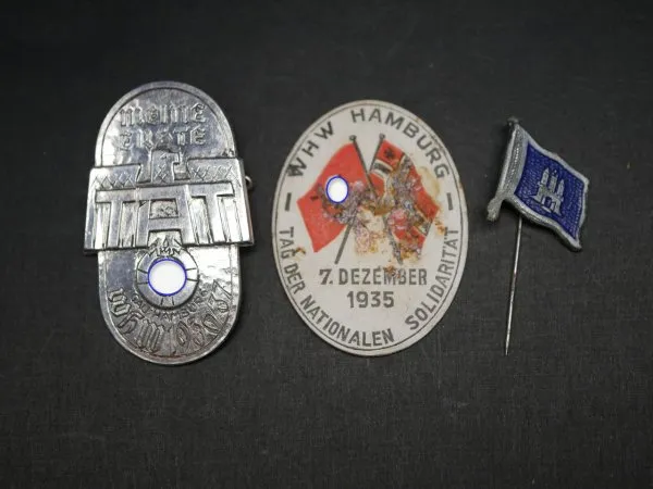 Lot von 3 WHW Abzeichen Hamburg