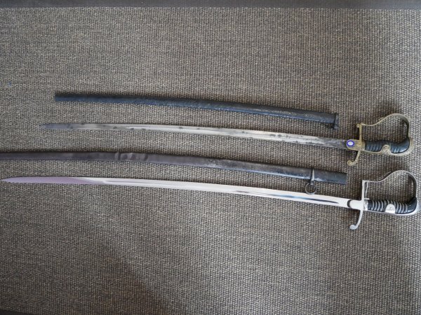 Two WWII sabers - officer's saber + enlisted man's saber as spare parts or for hobbyists