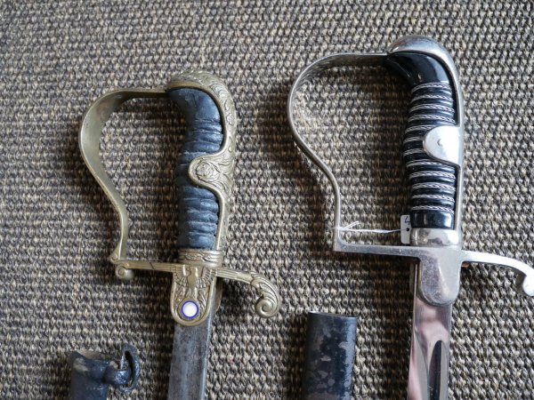 Two WWII sabers - officer's saber + enlisted man's saber as spare parts or for hobbyists