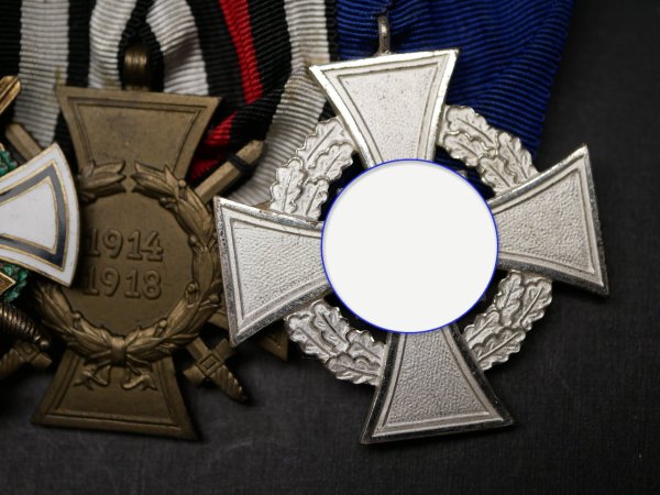 Medal bar 1st + 2nd World War - Iron Cross 2nd Class 1914 + Royal House Order of Hohenzollern, Knight's Cross with Swords + War Participant's Cross + 25 Faithful Services +++