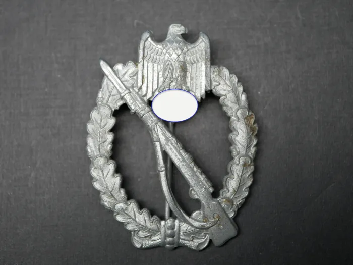 ISA Infanteriesturmabzeichen in Silber ohne Hersteller, Nadelhaken fehlend