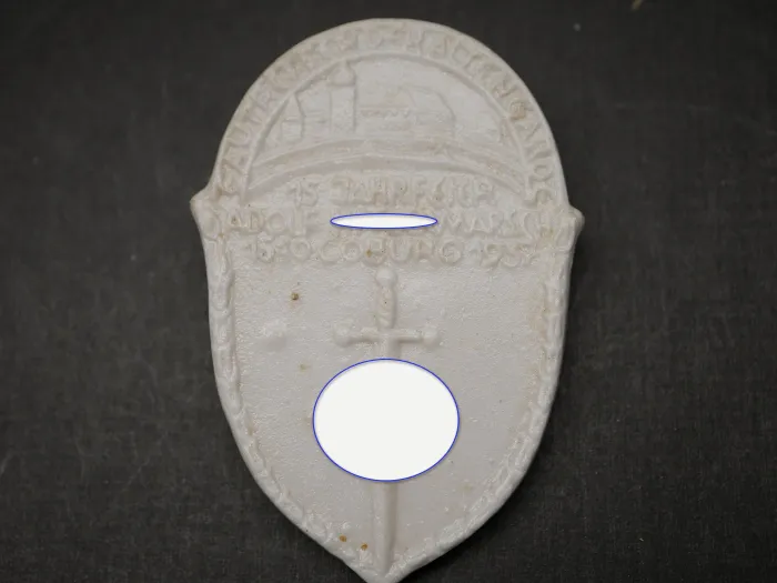 Badge – "Old Guard" District Gathering – 15th Anniversary of the Old Guard March, Coburg 1937, porcelain