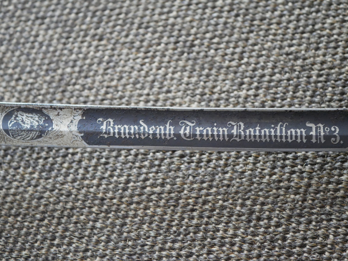 Prussian Model 1852 saber with blade etching "Brandenburg Train Battalion No. 3"
