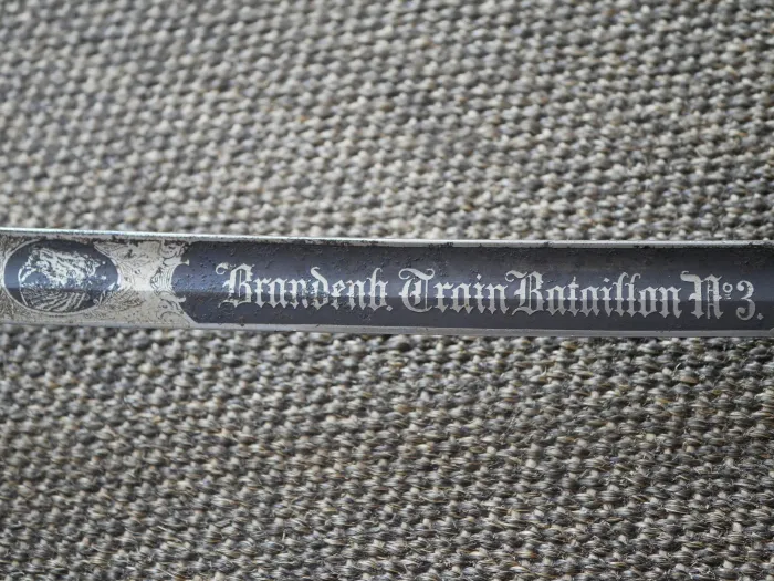 Preußischer Säbel Model 1852 mit Klingenätzung "Brandenburger Train Bataillon Nr. 3"