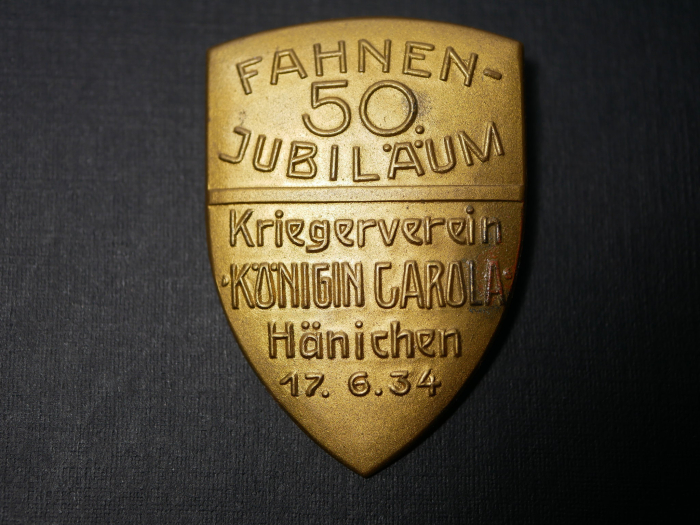 Badge - 50th Anniversary of the Standard of the "Queen Carola" Veterans' Association, Hänichen, 1934