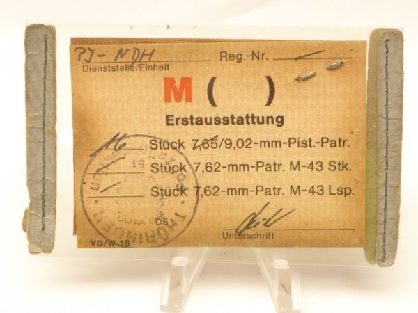 M ( ) Erstausstattung Ausweis für Pistole 9,02 mm Thüringen Grenze