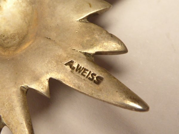 Edelweiss Anhänger in 800er Silber, Hersteller A. Weiss Obersdorf
