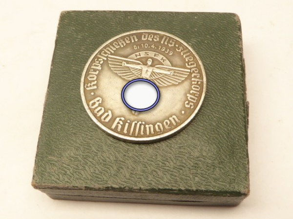 NSFK medal in a case - Corps shooting of the NS Air Force Corps Bad Kissingen 1939