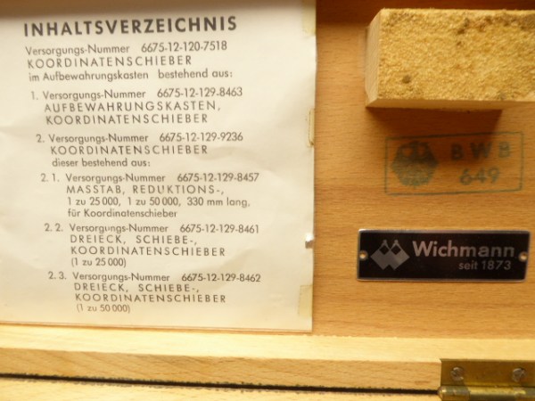 Coordinate slide 1: 25000 1: 50000 Bundeswehr in the box, manufacturer Wichmann