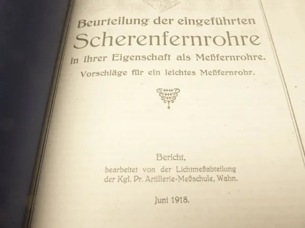 Report from 1918 - Assessment of the scissor telescopes introduced in their capacity as measuring telescopes.