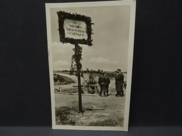 Foto - Postkarte "Unsere Division schoß am 18.08. früh den 1000 russ. Panzer ab"