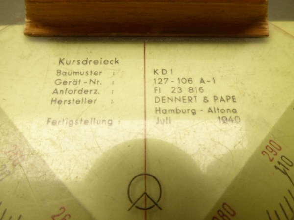 Kursdreieck der Deutschen Luftwaffe Fl 23 816, Hersteller Dennert & Pape Hamburg Altona 1940
