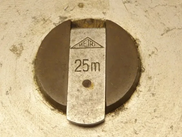 Old Metri tape measure 25 m with aluminum housing