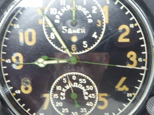 Russian aviator chronograph + time zone incl. Stand