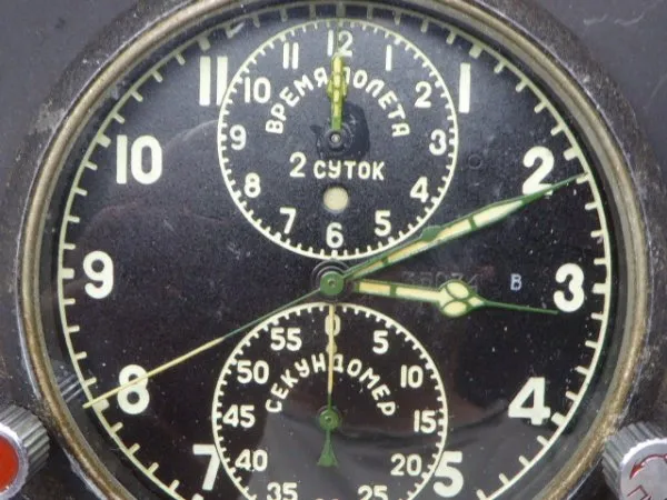 Russian aviator chronograph + time zone incl. Stand