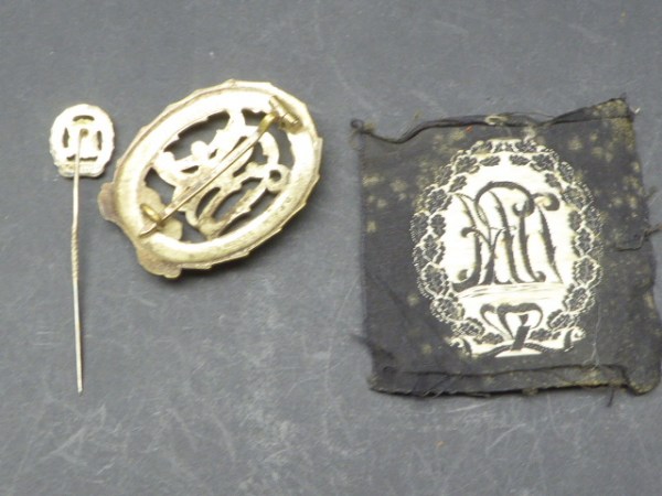 Sportabzeichen in Silber + Miniatur + Aufnäher, mit  Hersteller Wernstein Jena
