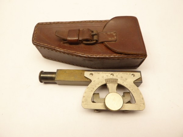 Old instrument for surveying around 1900 - Morin Paris dragonfly inclinometer - in a case